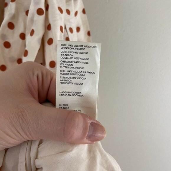 Anthropologie Maeve Cream Rust Polka Dot Ruffled Tie Waist Mini Dress Size XXS - Picture 4 of 7